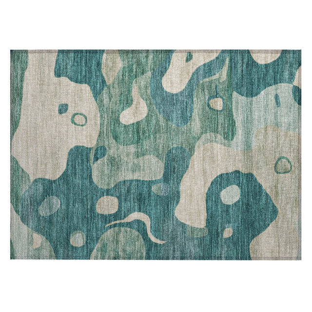Addison Chantille ACN2063 Abstract Machine Made Transitional Teal Rug