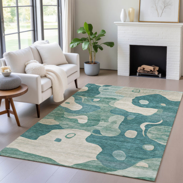 Addison Chantille ACN2063 Abstract Machine Made Transitional Teal Rug