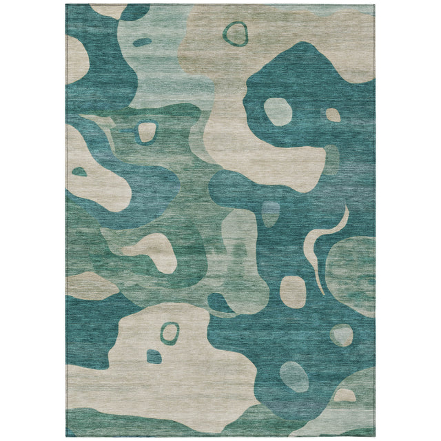 Addison Chantille ACN2063 Abstract Machine Made Transitional Teal Rug