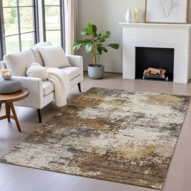 Addison Chantille ACN2064 Abstract Machine Made Transitional Brown Rug