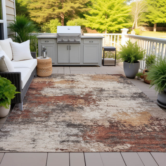 Addison Chantille ACN2064 Abstract Machine Made Transitional Paprika Rug