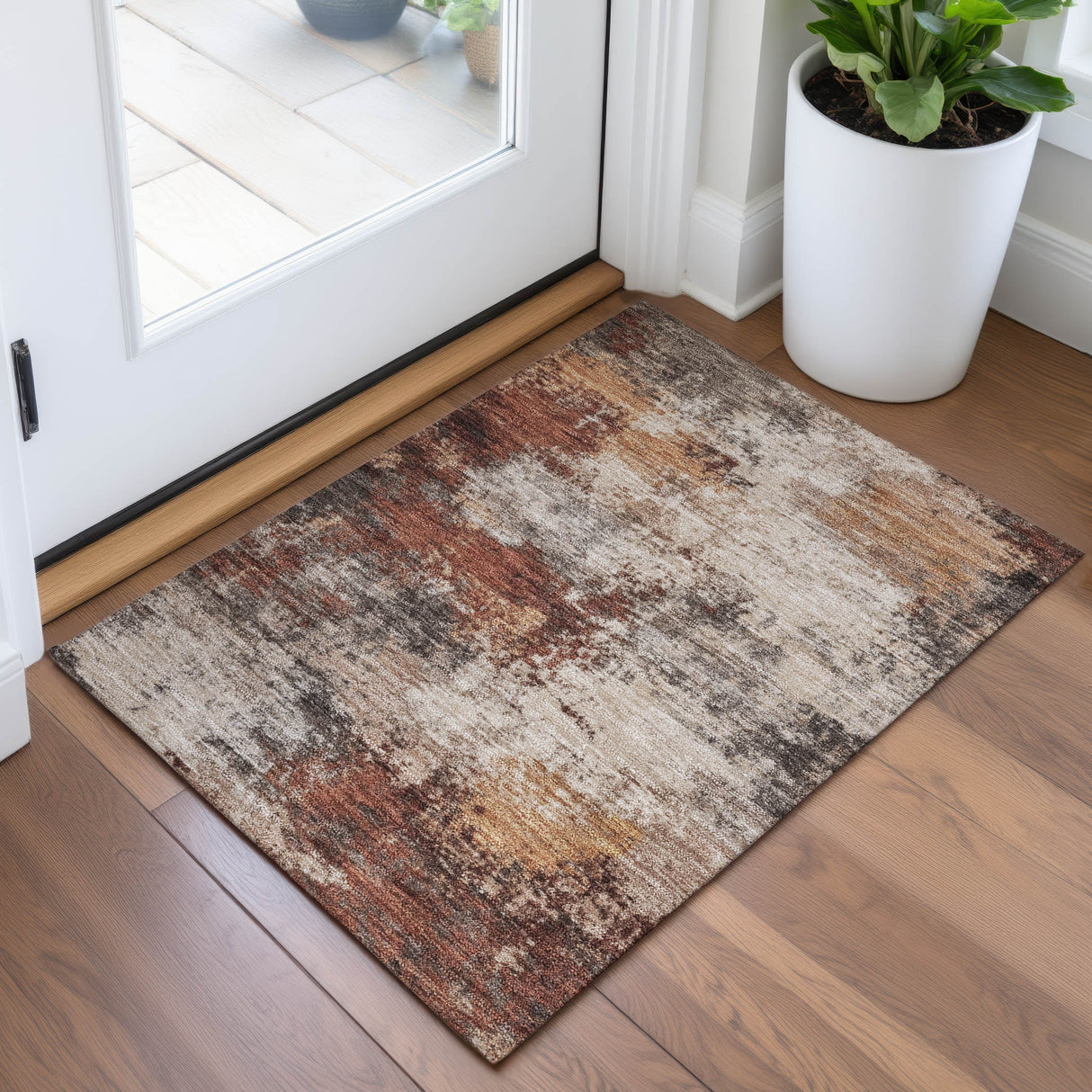 Addison Chantille ACN2064 Abstract Machine Made Transitional Paprika Rug