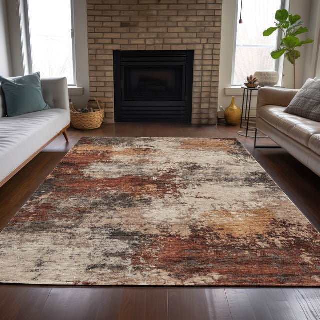 Addison Chantille ACN2064 Abstract Machine Made Transitional Paprika Rug