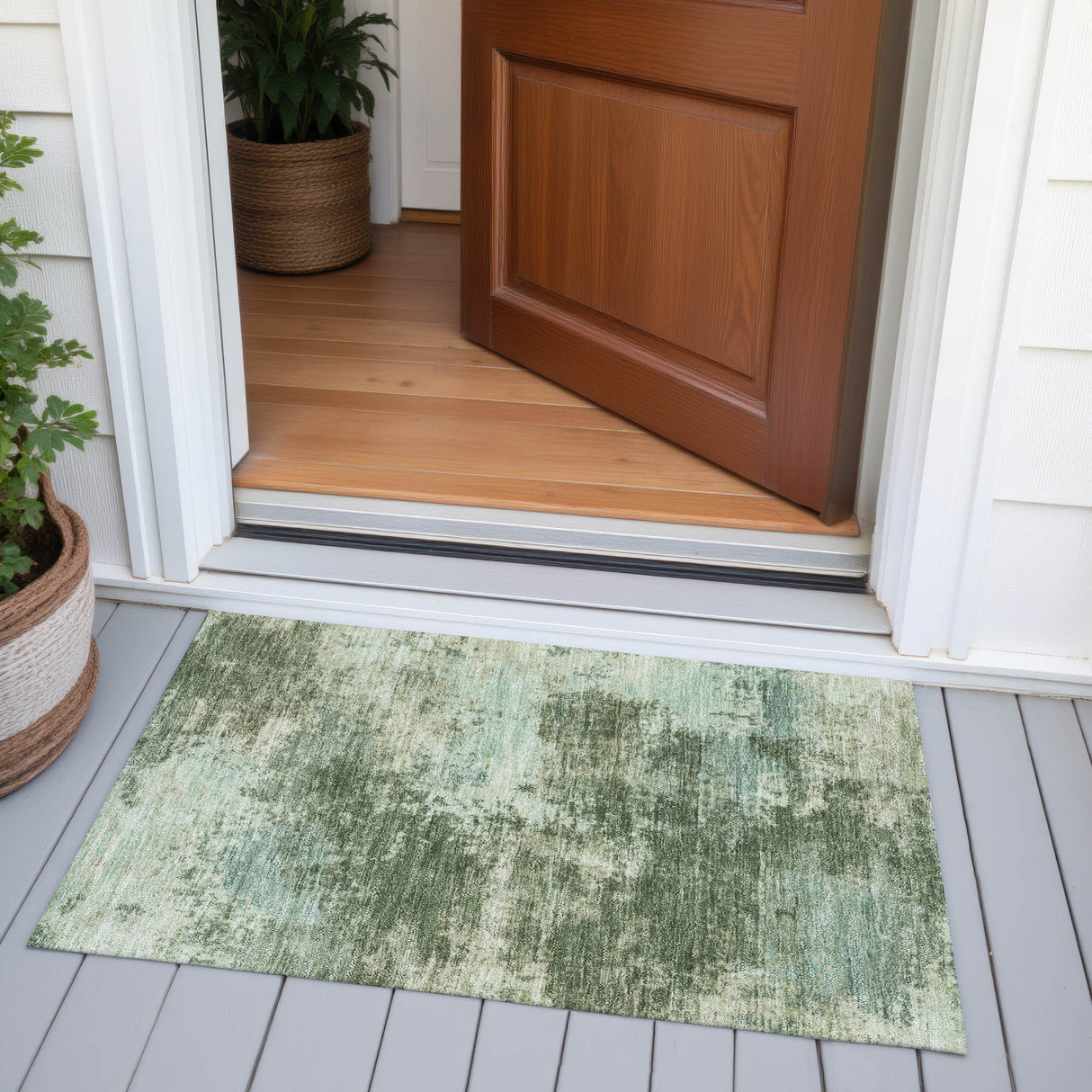 Addison Chantille ACN2065 Abstract Machine Made Transitional Aloe Rug