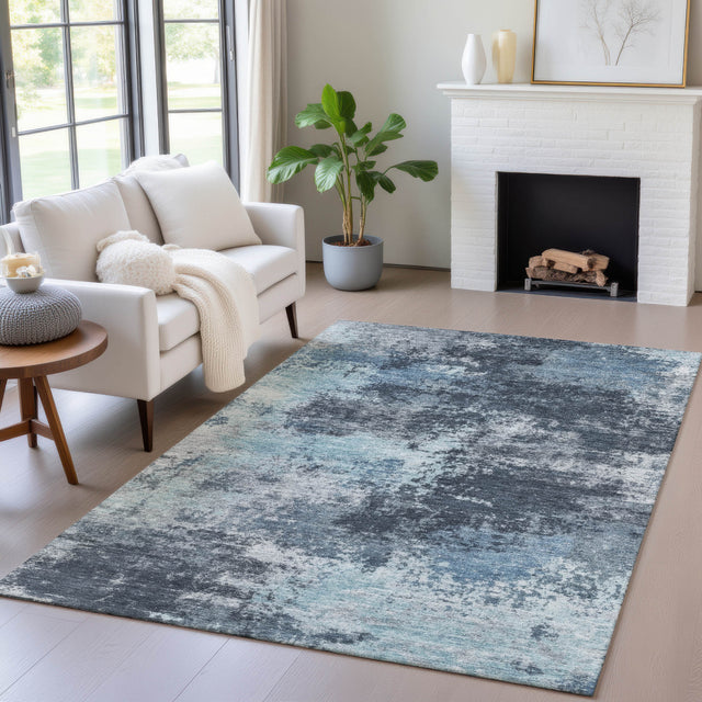 Addison Chantille ACN2065 Abstract Machine Made Transitional Blue Rug