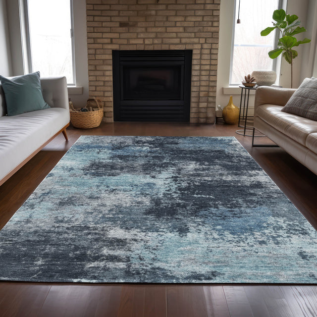 Addison Chantille ACN2065 Abstract Machine Made Transitional Blue Rug
