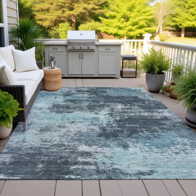 Addison Chantille ACN2065 Abstract Machine Made Transitional Teal Rug