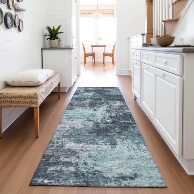 Addison Chantille ACN2065 Abstract Machine Made Transitional Teal Rug