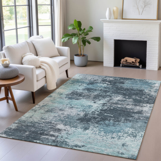 Addison Chantille ACN2065 Abstract Machine Made Transitional Teal Rug