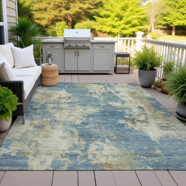 Addison Chantille ACN2066 Abstract Machine Made Transitional Blue Rug