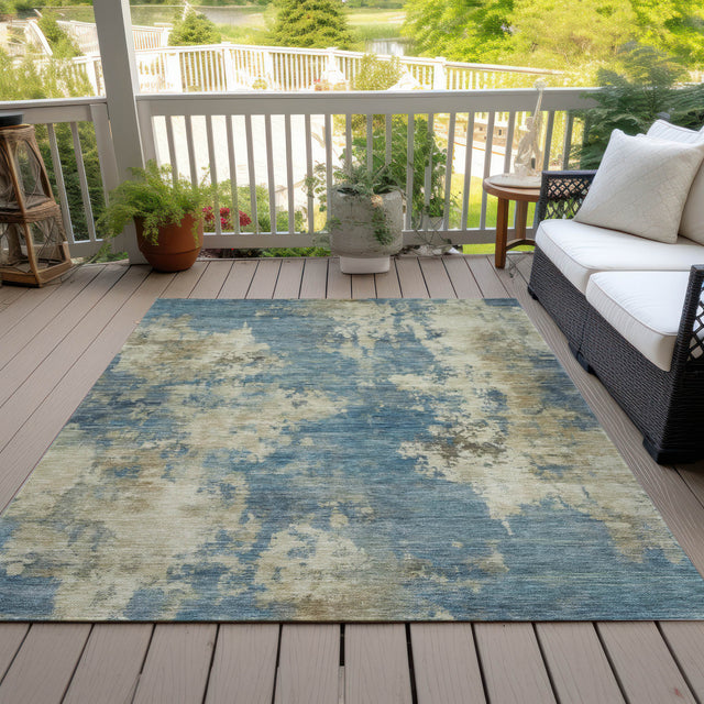 Addison Chantille ACN2066 Abstract Machine Made Transitional Blue Rug