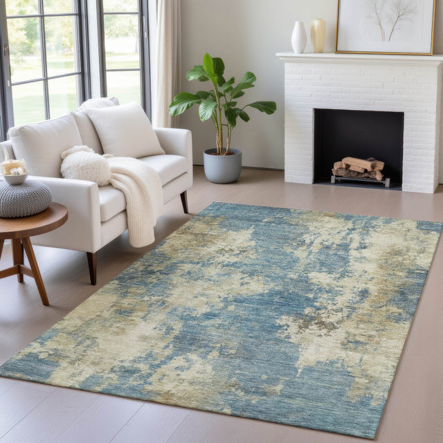 Addison Chantille ACN2066 Abstract Machine Made Transitional Blue Rug