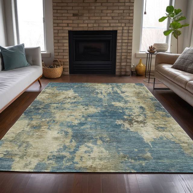 Addison Chantille ACN2066 Abstract Machine Made Transitional Blue Rug