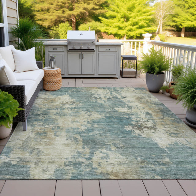 Addison Chantille ACN2066 Abstract Machine Made Transitional Teal Rug