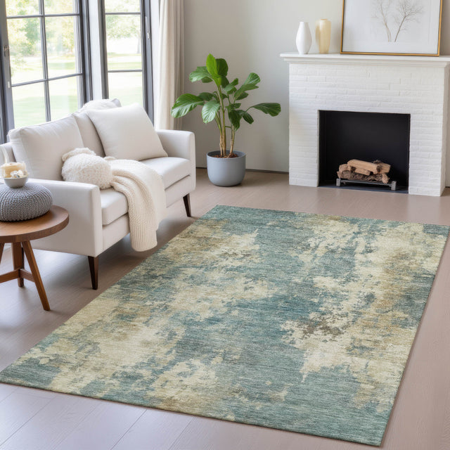 Addison Chantille ACN2066 Abstract Machine Made Transitional Teal Rug