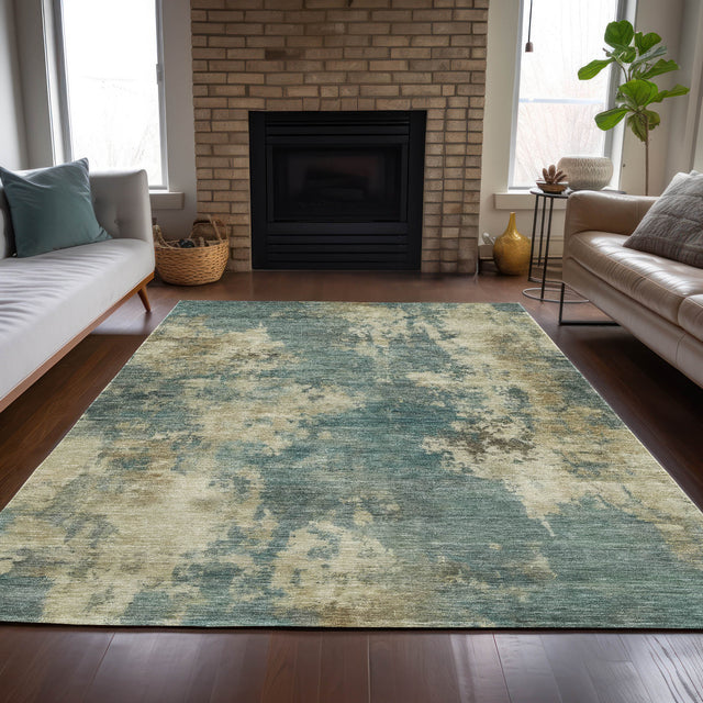 Addison Chantille ACN2066 Abstract Machine Made Transitional Teal Rug