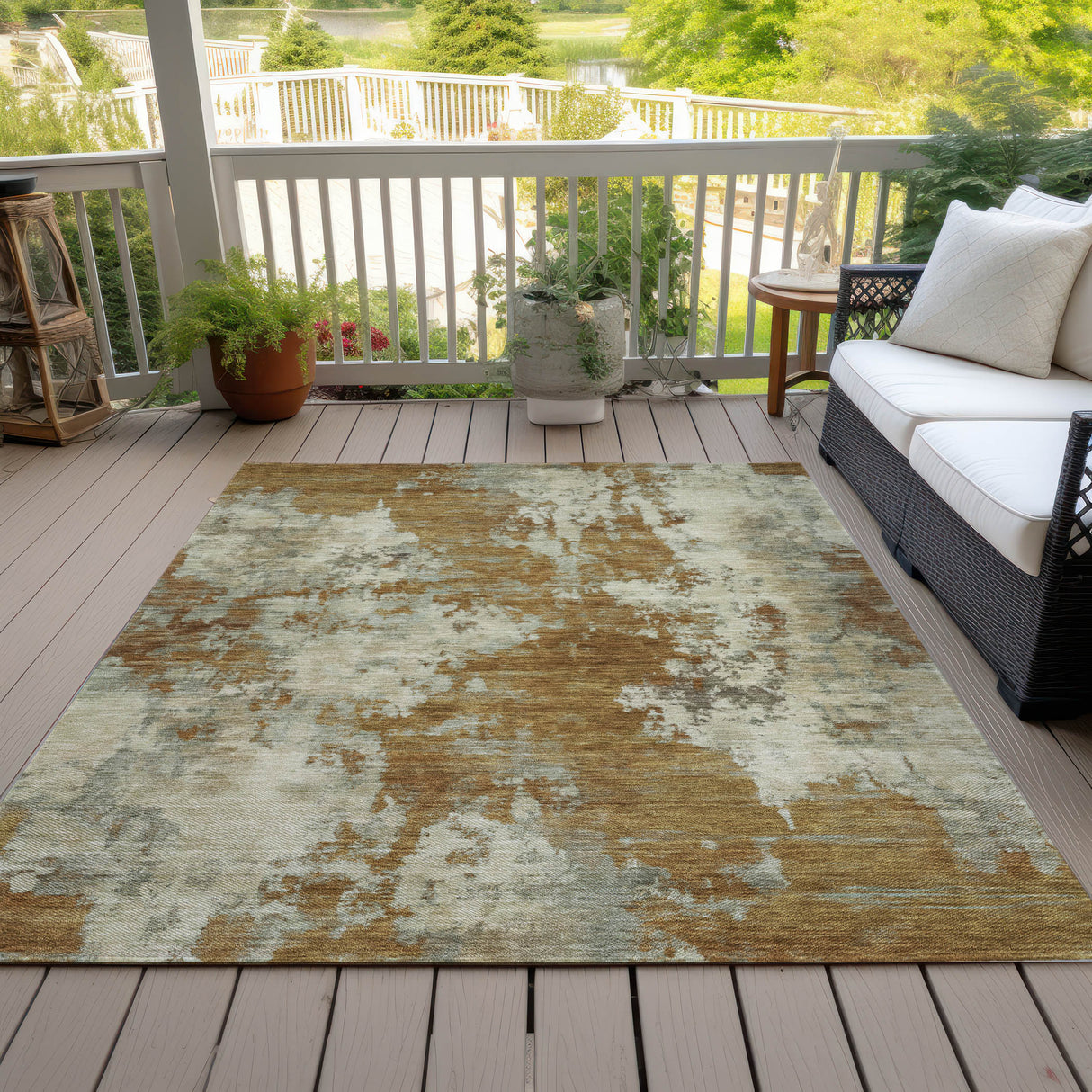 Addison Chantille ACN2066 Abstract Machine Made Transitional Terracotta Rug