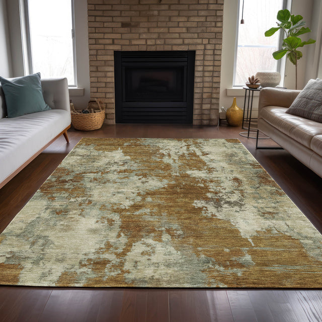 Addison Chantille ACN2066 Abstract Machine Made Transitional Terracotta Rug
