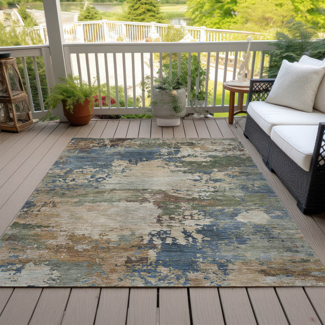 Addison Chantille ACN2067 Abstract Machine Made Transitional Blue Rug