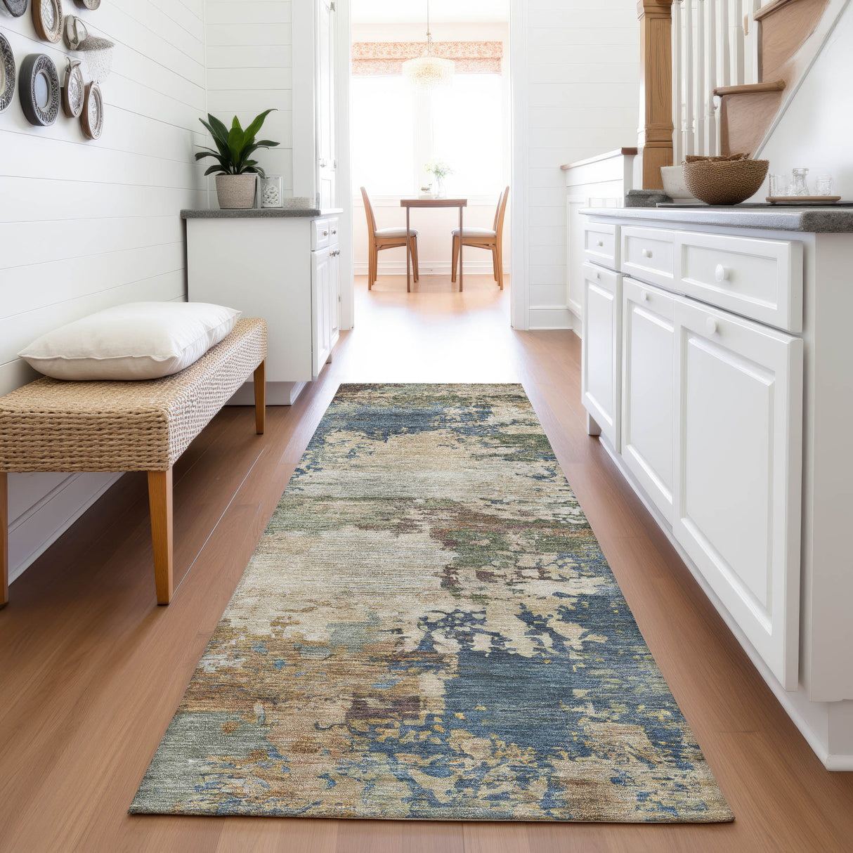 Addison Chantille ACN2067 Abstract Machine Made Transitional Blue Rug