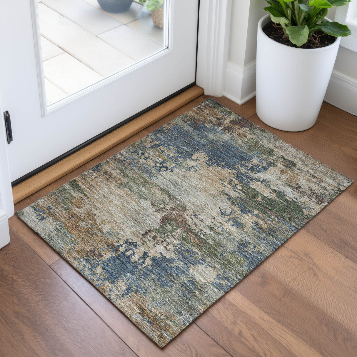 Addison Chantille ACN2067 Abstract Machine Made Transitional Blue Rug
