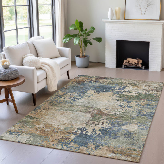 Addison Chantille ACN2067 Abstract Machine Made Transitional Blue Rug