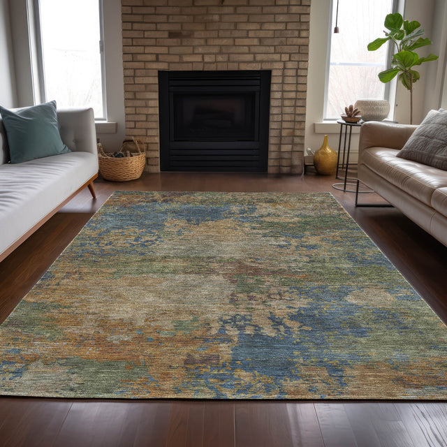 Addison Chantille ACN2067 Abstract Machine Made Transitional Denim Rug