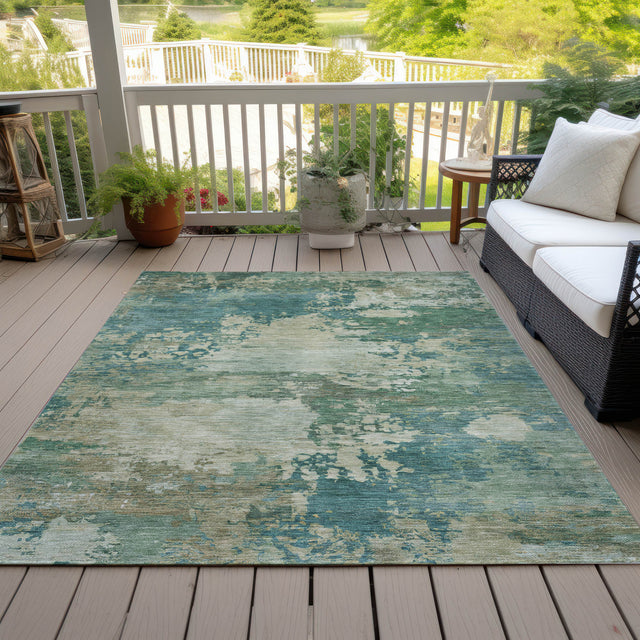 Addison Chantille ACN2067 Abstract Machine Made Transitional Teal Rug