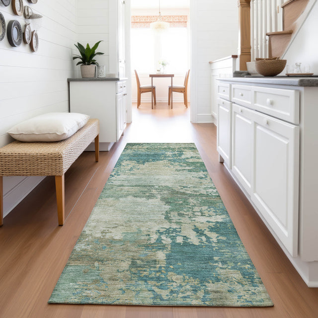 Addison Chantille ACN2067 Abstract Machine Made Transitional Teal Rug