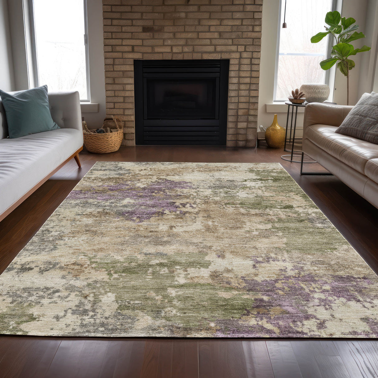 Addison Chantille ACN2068 Abstract Machine Made Transitional Beige Rug