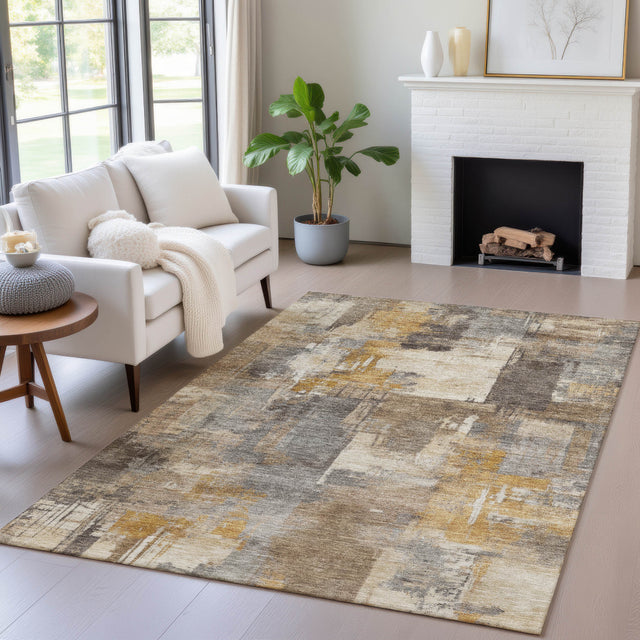 Addison Chantille ACN2069 Abstract Machine Made Transitional Brown Rug