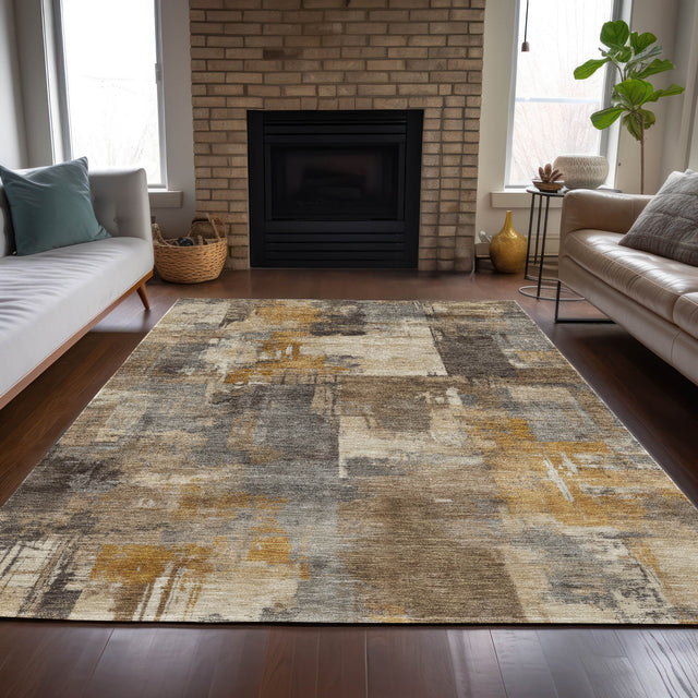 Addison Chantille ACN2069 Abstract Machine Made Transitional Brown Rug