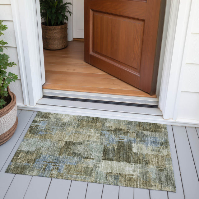 Addison Chantille ACN2069 Abstract Machine Made Transitional Green Rug