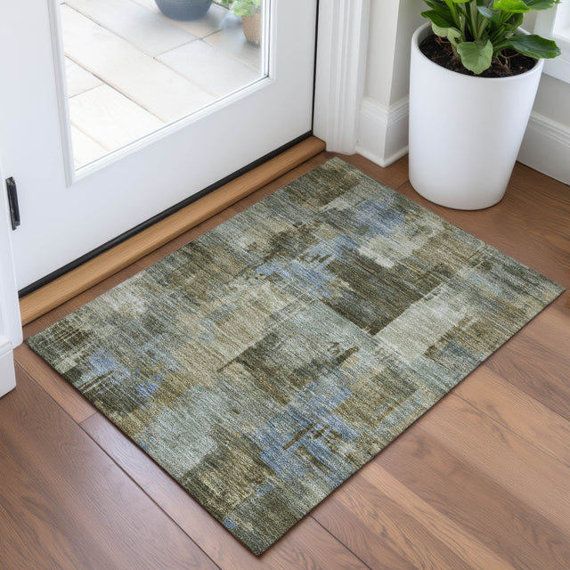 Addison Chantille ACN2069 Abstract Machine Made Transitional Green Rug