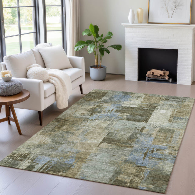 Addison Chantille ACN2069 Abstract Machine Made Transitional Green Rug