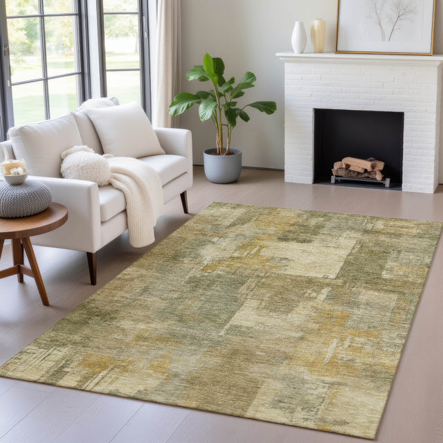 Addison Chantille ACN2069 Abstract Machine Made Transitional Khaki Rug