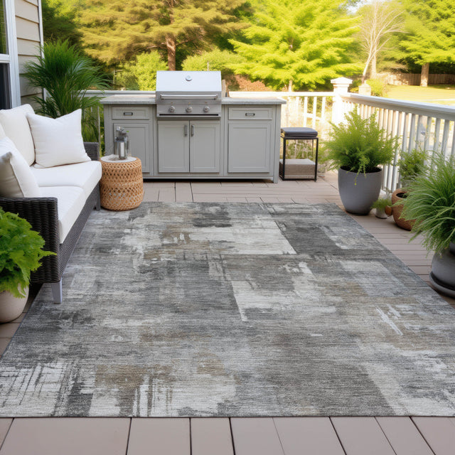 Addison Chantille ACN2069 Abstract Machine Made Transitional Pewter Rug