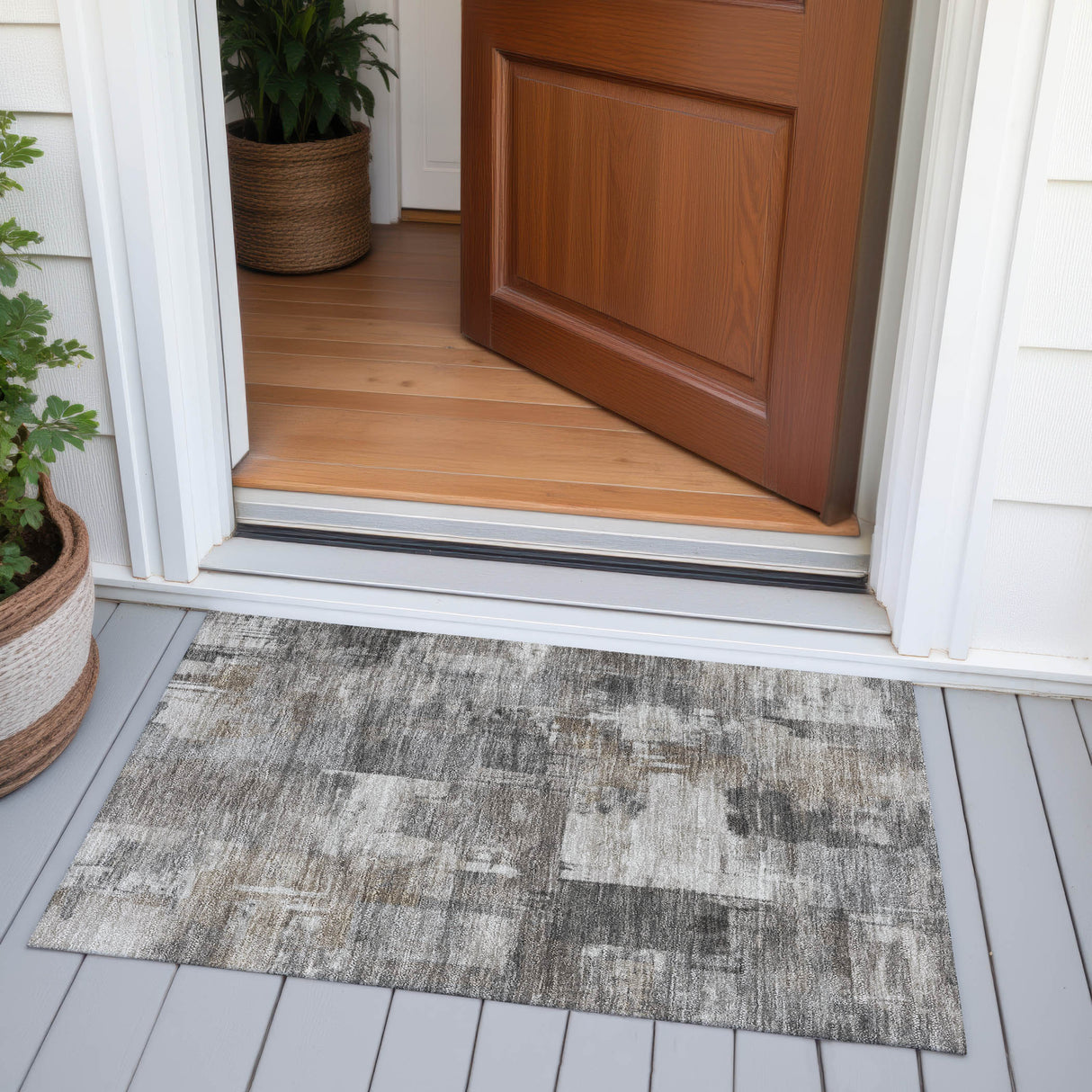 Addison Chantille ACN2069 Abstract Machine Made Transitional Pewter Rug