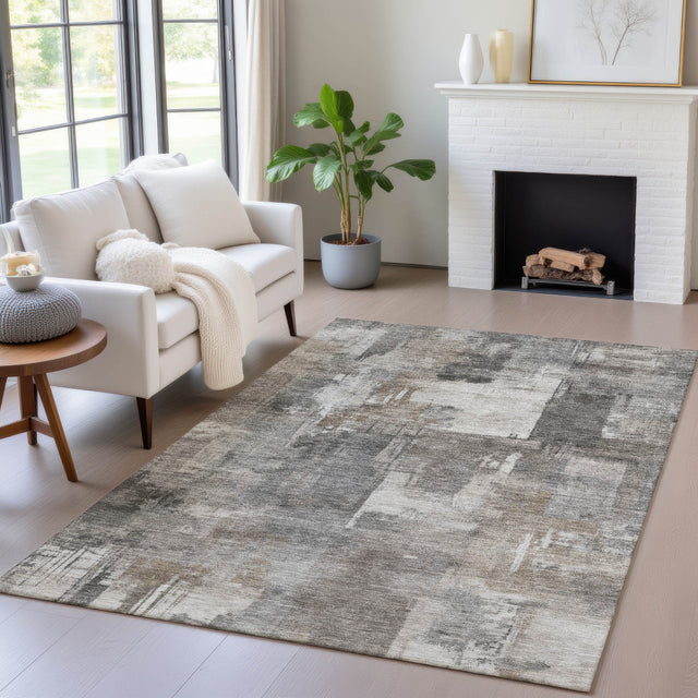 Addison Chantille ACN2069 Abstract Machine Made Transitional Pewter Rug