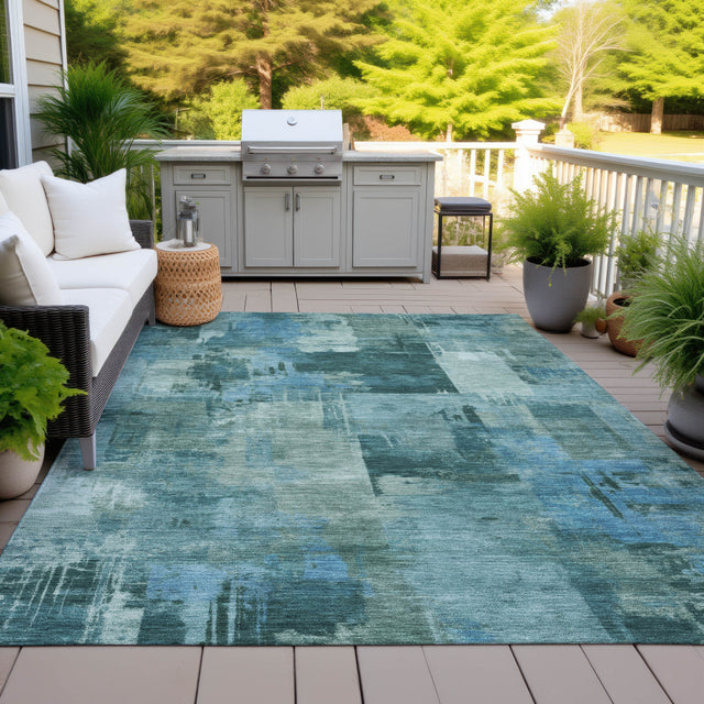 Addison Chantille ACN2069 Abstract Machine Made Transitional Teal Rug