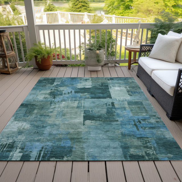 Addison Chantille ACN2069 Abstract Machine Made Transitional Teal Rug