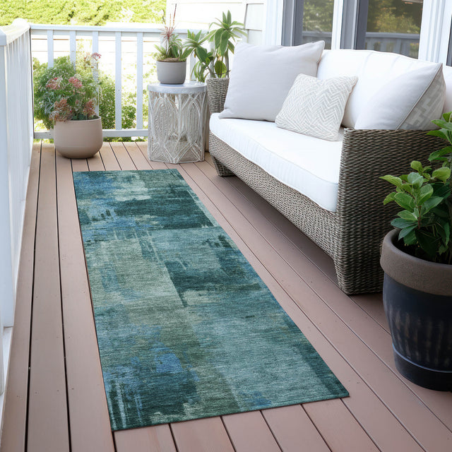 Addison Chantille ACN2069 Abstract Machine Made Transitional Teal Rug