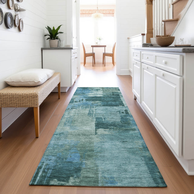Addison Chantille ACN2069 Abstract Machine Made Transitional Teal Rug