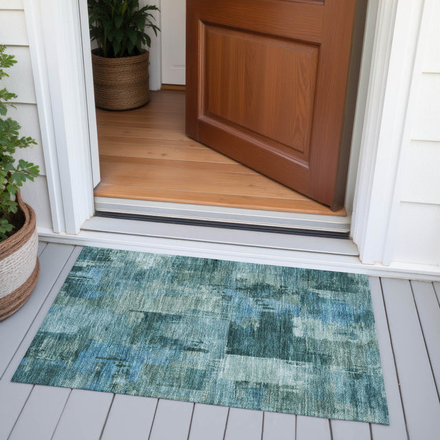 Addison Chantille ACN2069 Abstract Machine Made Transitional Teal Rug