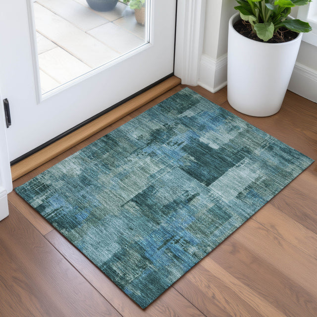 Addison Chantille ACN2069 Abstract Machine Made Transitional Teal Rug