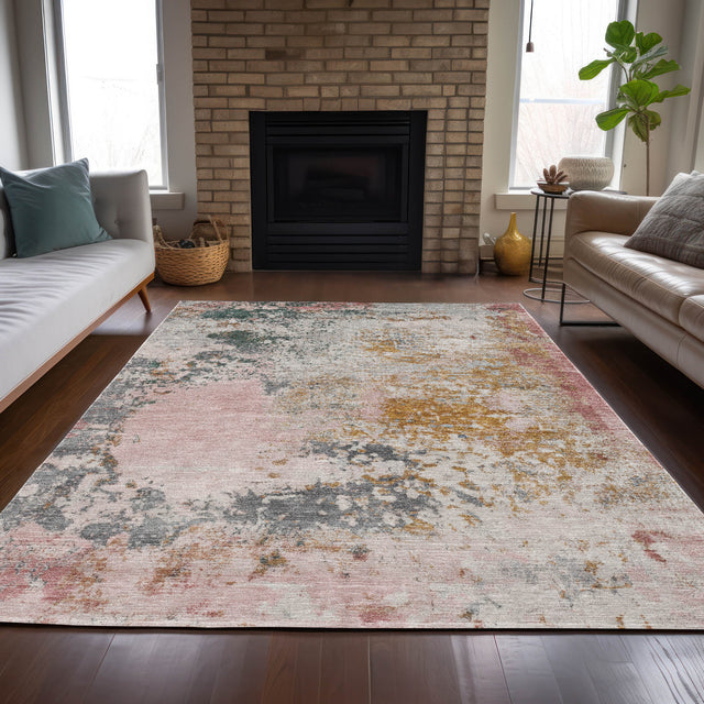 Addison Chantille ACN2070 Abstract Machine Made Transitional Pink Rug