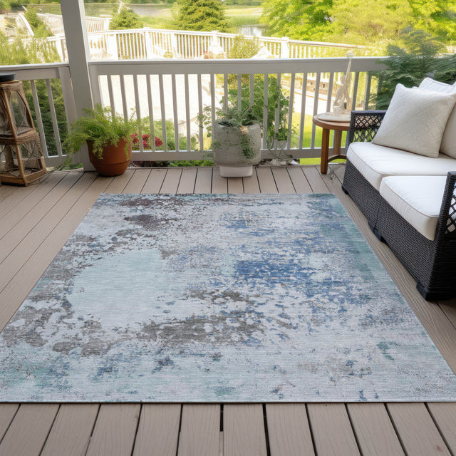 Addison Chantille ACN2070 Abstract Machine Made Transitional Turquoise Rug