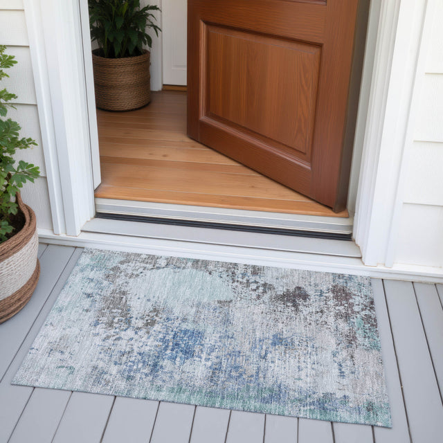 Addison Chantille ACN2070 Abstract Machine Made Transitional Turquoise Rug