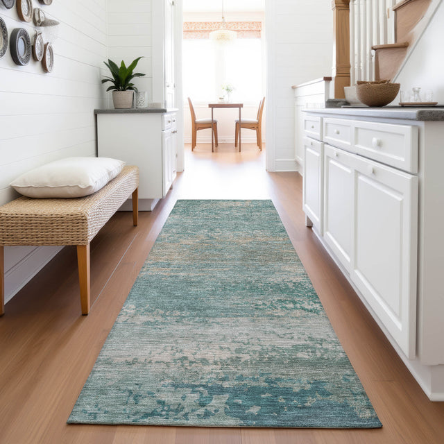 Addison Chantille ACN2071 Abstract Machine Made Transitional Aqua Rug