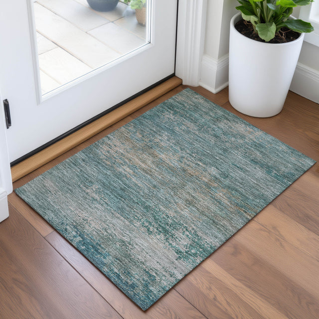 Addison Chantille ACN2071 Abstract Machine Made Transitional Aqua Rug